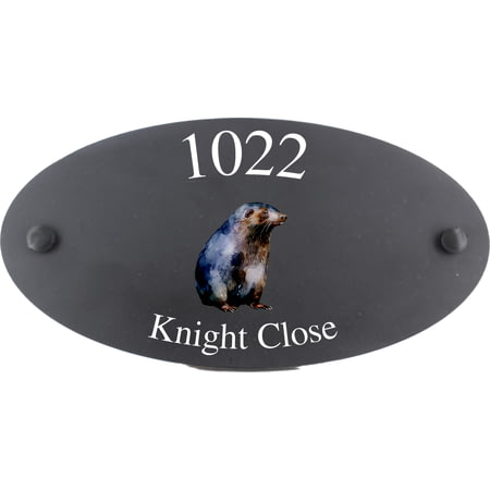 Personalised Mole Wildlife Animal Motif Oval Slate House Sign Plaque 25x13cm