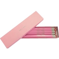 Personalised 12 Pink Pencils With Silver In A Pink Box