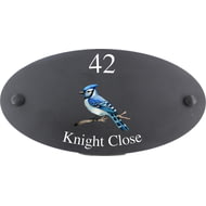 Personalised Jay Bird Motif Oval Slate House Sign Plaque 25x13cm