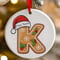 Personalised Gingerbread Initial Letter Christmas Ceramic Hanging Tree Decoration - 7cm