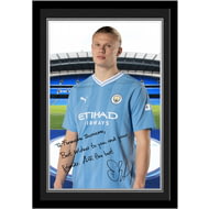 Personalised Manchester City FC Erling Haaland Autograph A4 Framed Player Photo