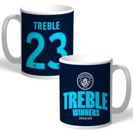 Personalised Manchester City Treble Winners 11oz Ceramic Mug (Navy) 