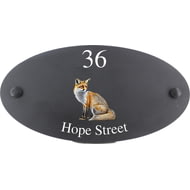 Personalised Fox Wildlife Animal Motif Oval Slate House Sign Plaque 25x13cm
