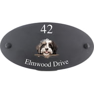 Personalised Havanese Dog Motif Oval Slate House Sign Plaque 25x13cm