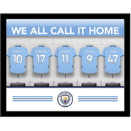 Personalised Manchester City FC Dressing Room Shirts Framed Print