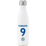 Personalised Leicester City FC Back Of Shirt Insulated Water Bottle - White