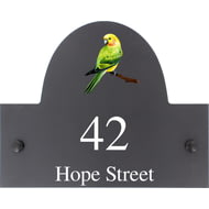 Personalised Parakeet Bird Motif Slate House Name Or Number Plaque/Sign - 25x20cm