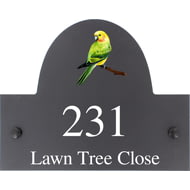 Personalised Parakeet Bird Motif Slate House Name Or Number Plaque/Sign - 25x20cm