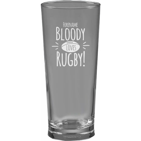 Personalised Bloody Loves Rugby Beer Glass