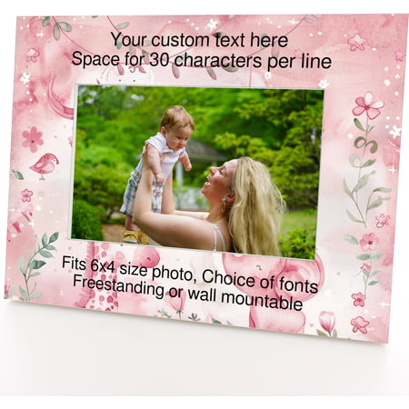 Personalised Pink Animal Pattern 6x4" Wooden Landscape Photo Frame