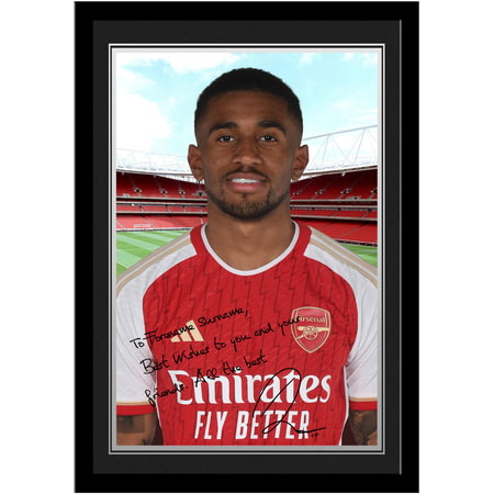 Personalised Arsenal FC Reiss Nelson Autograph A4 Framed Player Photo