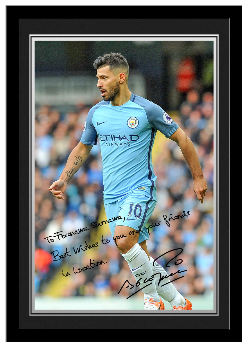 Personalised Manchester City FC Aguero Autograph Photo ...