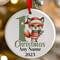 Personalised 1st Christmas Green Fox Ceramic Hanging Tree Decoration - 7cm