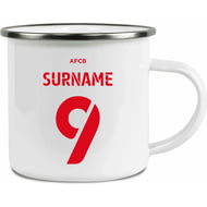 Personalised AFC Bournemouth Back Of Shirt Enamel Camping Mug