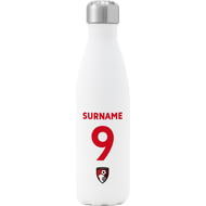 Personalised AFC Bournemouth Back Of Shirt Insulated Water Bottle - White