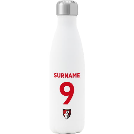 Personalised AFC Bournemouth Back Of Shirt Insulated Water Bottle - White