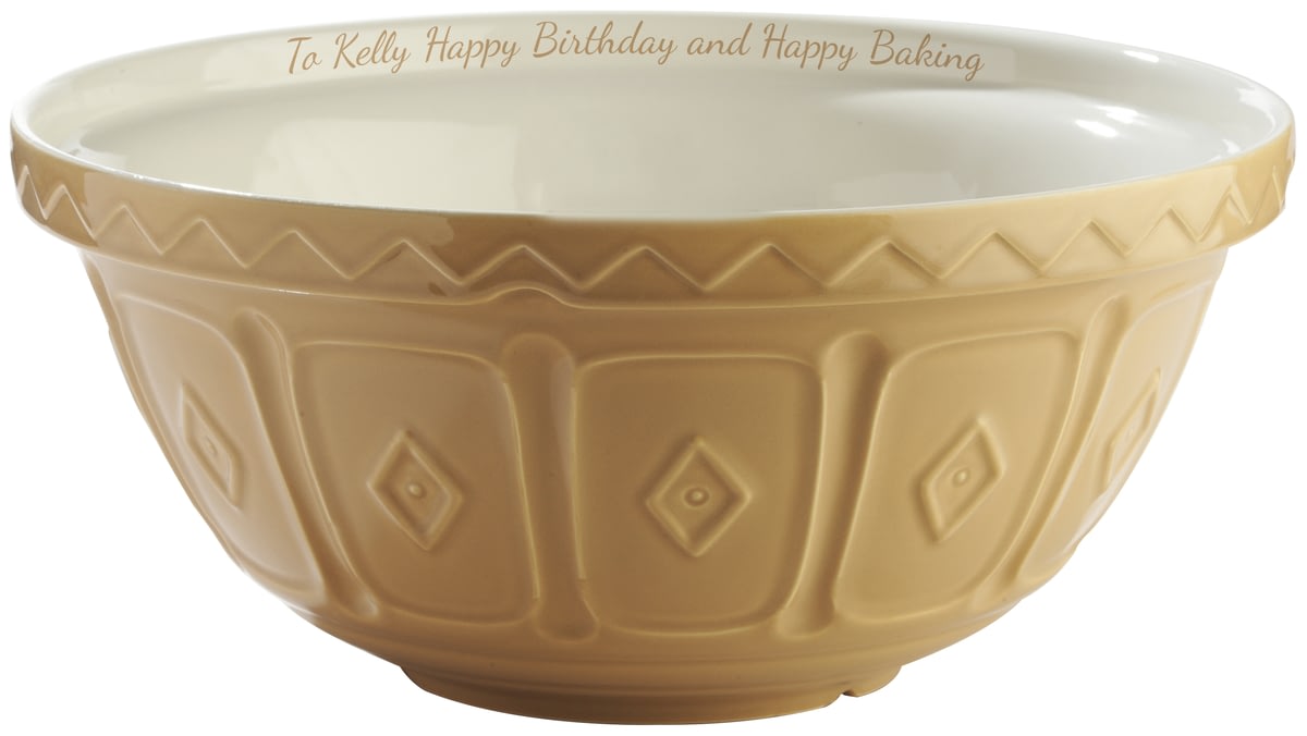 Personalised Message Large Tan Ceramic Mixing Bowl from Go Find A Gift