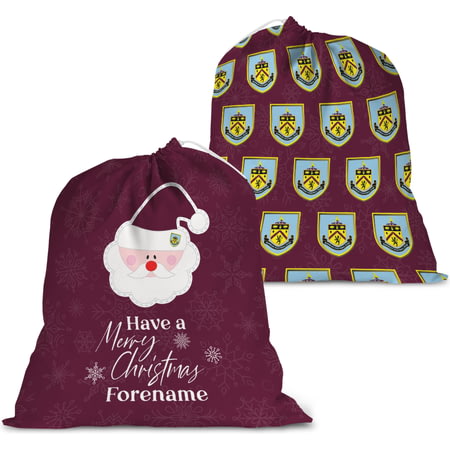 Personalised Burnley FC Merry Christmas Large Fabric Santa Sack