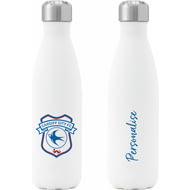 Personalised Cardiff City FC Crest Insulated Water Bottle - White