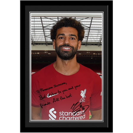 Personalised Liverpool FC Mo Salah Autograph A4 Framed Player Photo