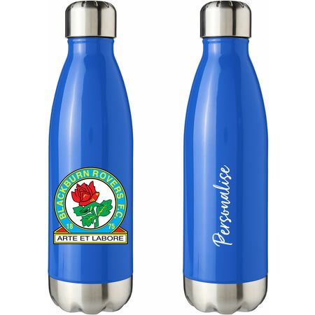 Personalised Blackburn Rovers FC Crest Blue Insulated Water Bottle