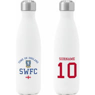 Personalised Sheffield Wednesday FC Come On England Insulated Water Bottle - White