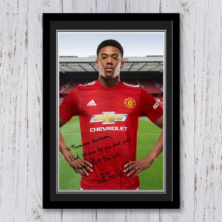 Personalised Manchester United FC Martial Best Wishes Autograph Player Photo Framed Print