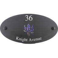 Personalised Bluebonnet Flower Motif Oval Slate House Sign Plaque 25x13cm