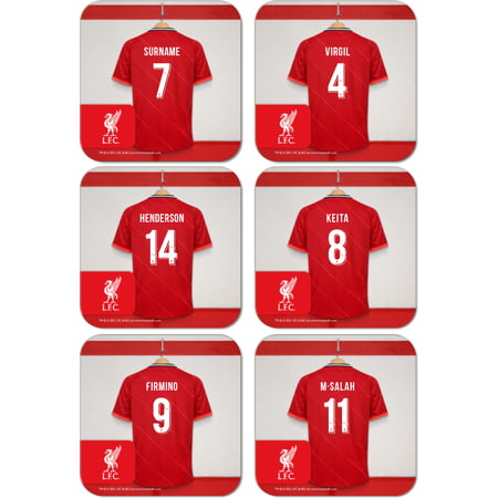Personalised Liverpool FC Dressing Room Shirts Coasters Set of 6