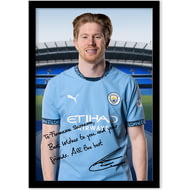 Personalised Manchester City FC Kevin De Bruyne Autograph A4 Framed Player Photo