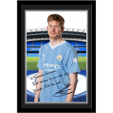 Personalised Manchester City FC Kevin De Bruyne Autograph A4 Framed Player Photo