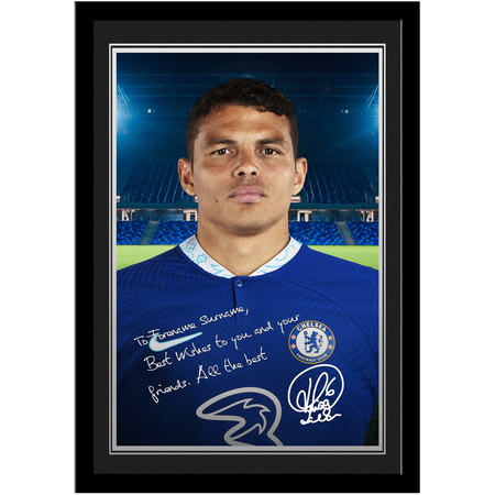 Personalised Chelsea FC Thiago Silva Autograph A4 Framed Player Photo