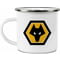 Personalised Wolves Back Of Shirt Enamel Camping Mug