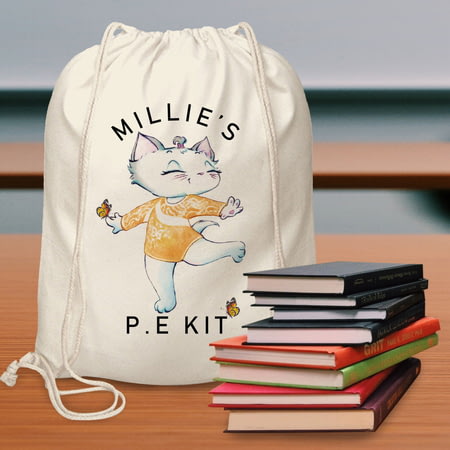 Personalised Nina Kitten Gymnast Drawstring Bag