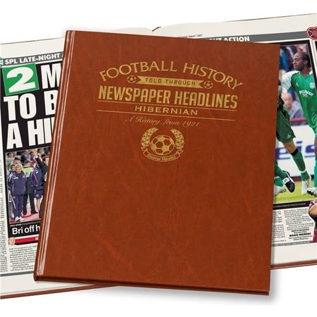 Personalised Hibernian Football Newspaper Book - A3 Leatherette Cover