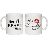 Personalised Her Beast & His Beauty Ceramic Mug Set