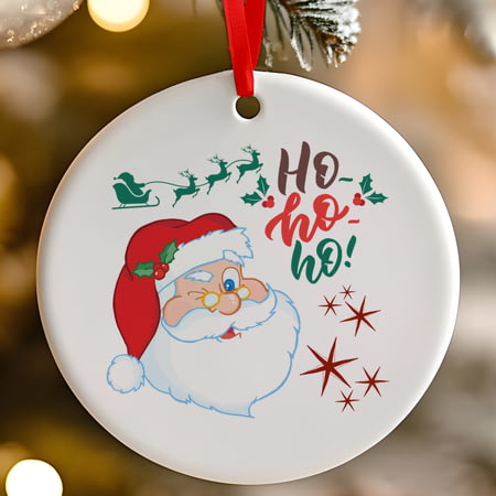 Ho Ho Ho Santa Claus Ceramic Christmas Tree Decoration - 7cm