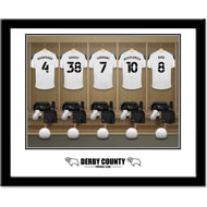 Personalised Derby County Dressing Room Shirts Framed Print