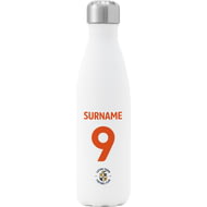 Personalised Luton Town FC Back Of Shirt Insulated Water Bottle - White