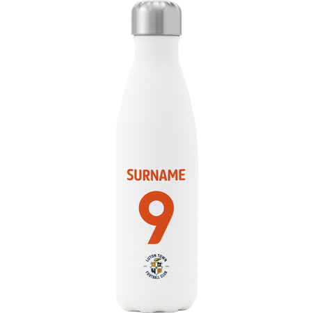 Personalised Luton Town FC Back Of Shirt Insulated Water Bottle - White