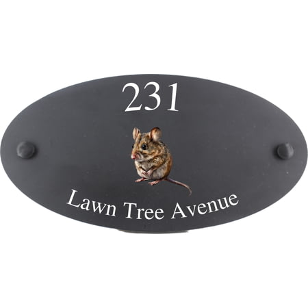 Personalised Mouse Wildlife Animal Motif Oval Slate House Sign Plaque 25x13cm
