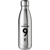 Personalised Watford FC Back Of Shirt Silver Insulated Water Bottle
