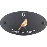 Personalised Dunelark Bird Motif Oval Slate House Sign Plaque 25x13cm