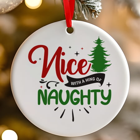 Nice With A Hint Of Naughty Funny Ceramic Christmas Tree Decoration - 7cm