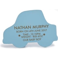 Personalised Birth Blue Car Hanging Sign