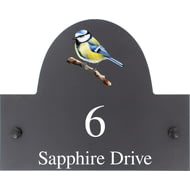 Personalised Blue Tit Bird Motif Slate House Name Or Number Plaque/Sign - 25x20cm