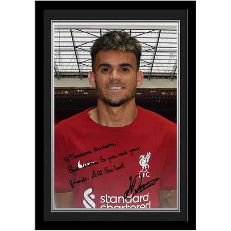 Personalised Liverpool FC Luis Diaz Autograph A4 Framed Player Photo