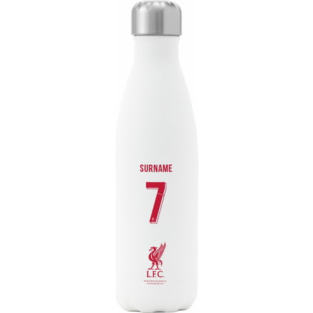 Personalised Liverpool FC Back Of Shirt Insulated Water Bottle - White