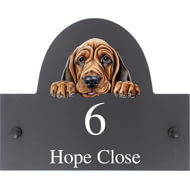 Personalised Bloodhound Dog Motif Slate House Name Or Number Plaque/Sign - 25x20cm